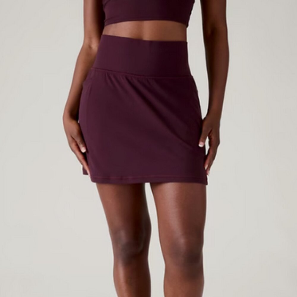 Athleta Salutation Stash Pocket Skort 16.5 ” XS Extra Small-Spiced Cabernet